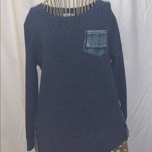 Long sleeve denim sweater